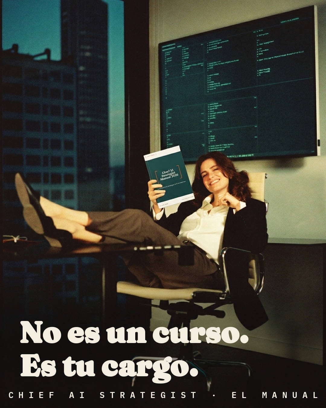 Directora de marketing trabajando con el manual